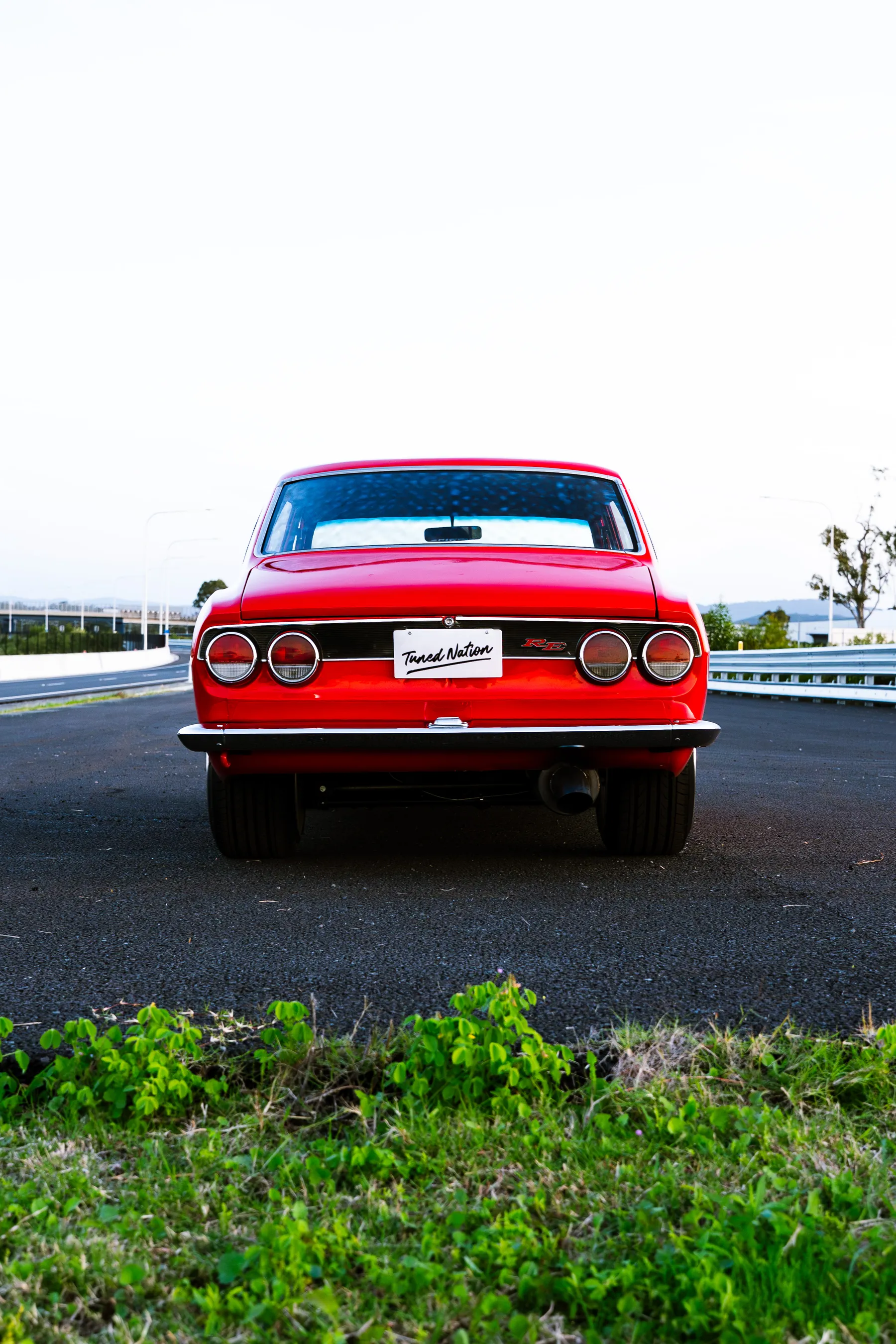 Mazda Capella RX-2 rear head-on with exhaust.